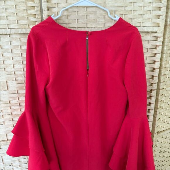 Milly Nicole Cady V-Nek Bell Sleeve Red Mini Dres Size 4 - Picture 6 of 10